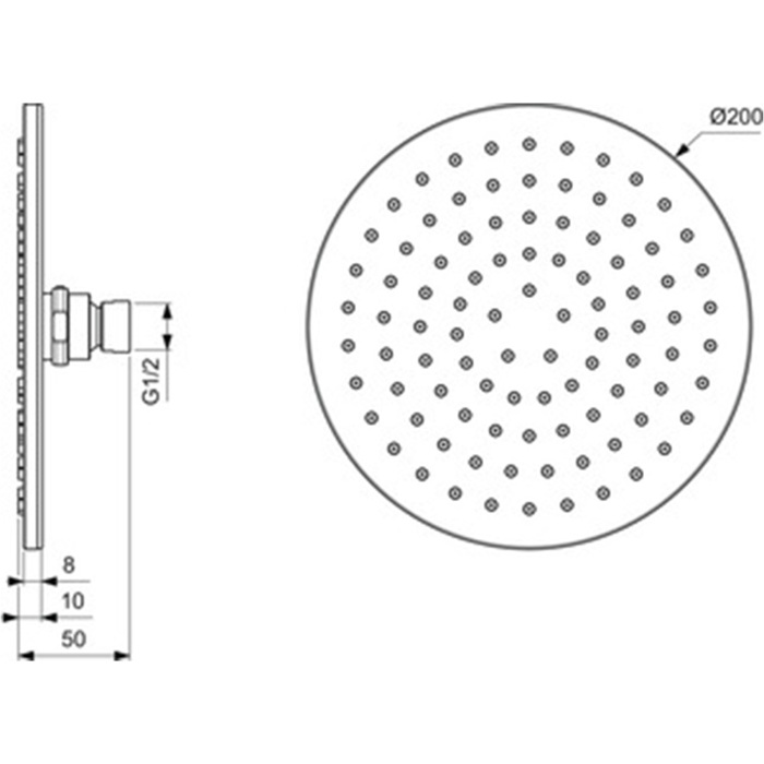IDEAL STANDARD IDEAL IDEALRAIN ΣΤΡΟΓΓΥΛΗ ΚΕΦΑΛΗ ΝΤΟΥΣ 20cm B9442AA IDEAL STANDARD IDEAL IDEALRAIN STROGuLI KEFALI NTOuS 20cm B9442AA