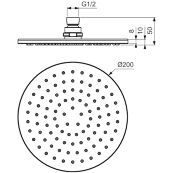 IDEAL STANDARD IDEAL IDEALRAIN ΣΤΡΟΓΓΥΛΗ ΚΕΦΑΛΗ ΝΤΟΥΣ 20cm B9442AA IDEAL STANDARD IDEAL IDEALRAIN STROGuLI KEFALI NTOuS 20cm B9442AA